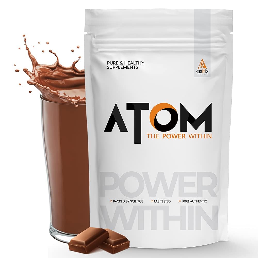 AS-IT-IS Nutrition ATOM Whey Protein 1kg | 27g protein | Isolate & Concentrate | Double Rich Chocolate | USA Labdoor Certified | With Digestive Enzymes for better absorption