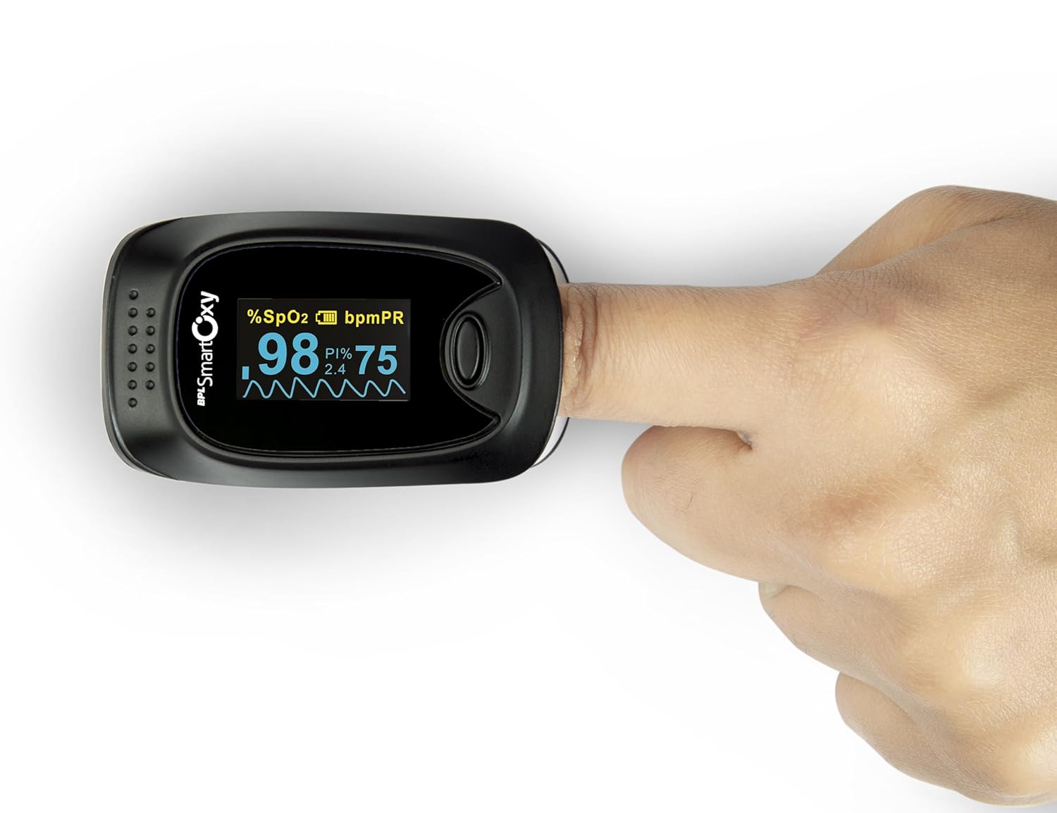 BPL Medical Technologies Smart Oxy Finger Tip Pulse Oximeter (Black)|High Accuracy|SPO2|Perfusion Index| OLED Display| CE Certified| Heart Rate|