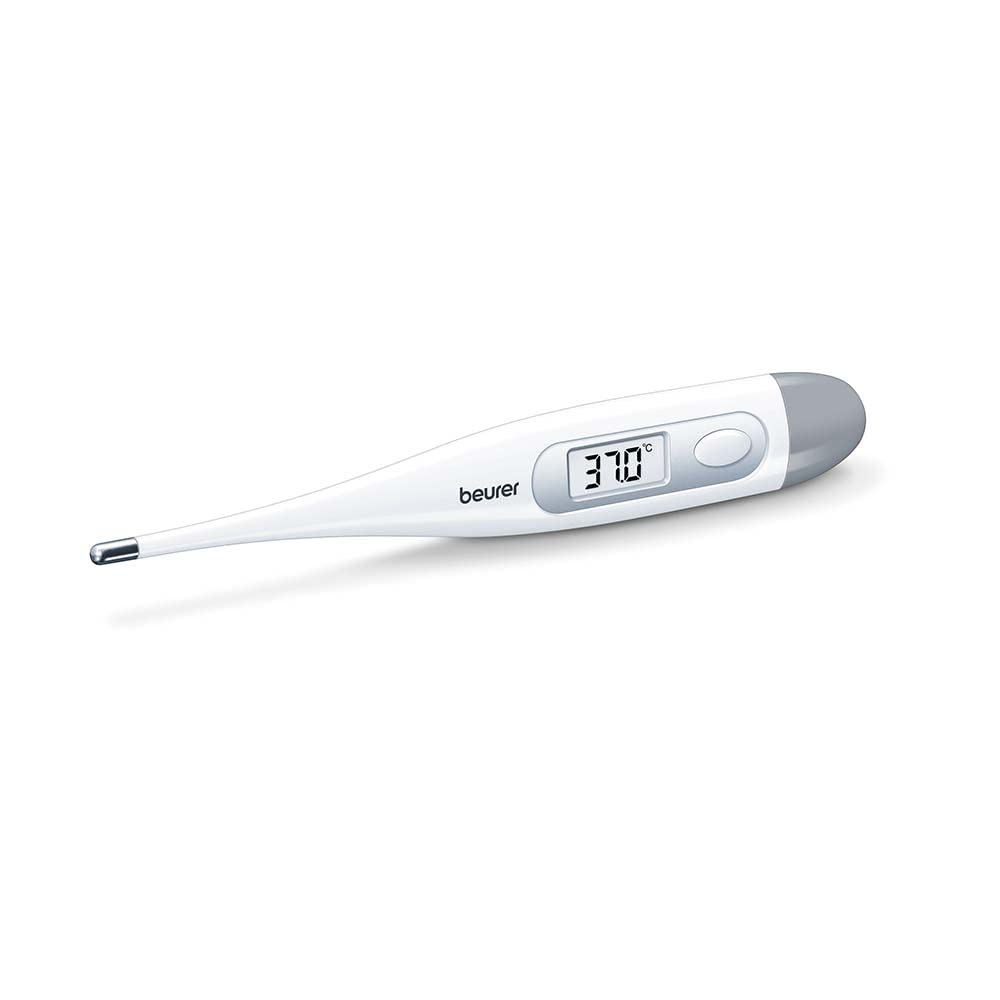 Beurer FT-09 Digital Oral Thermometer for Fever | High Accuracy |Digital Display | Water Resistance - Color White, Glass and Plastic