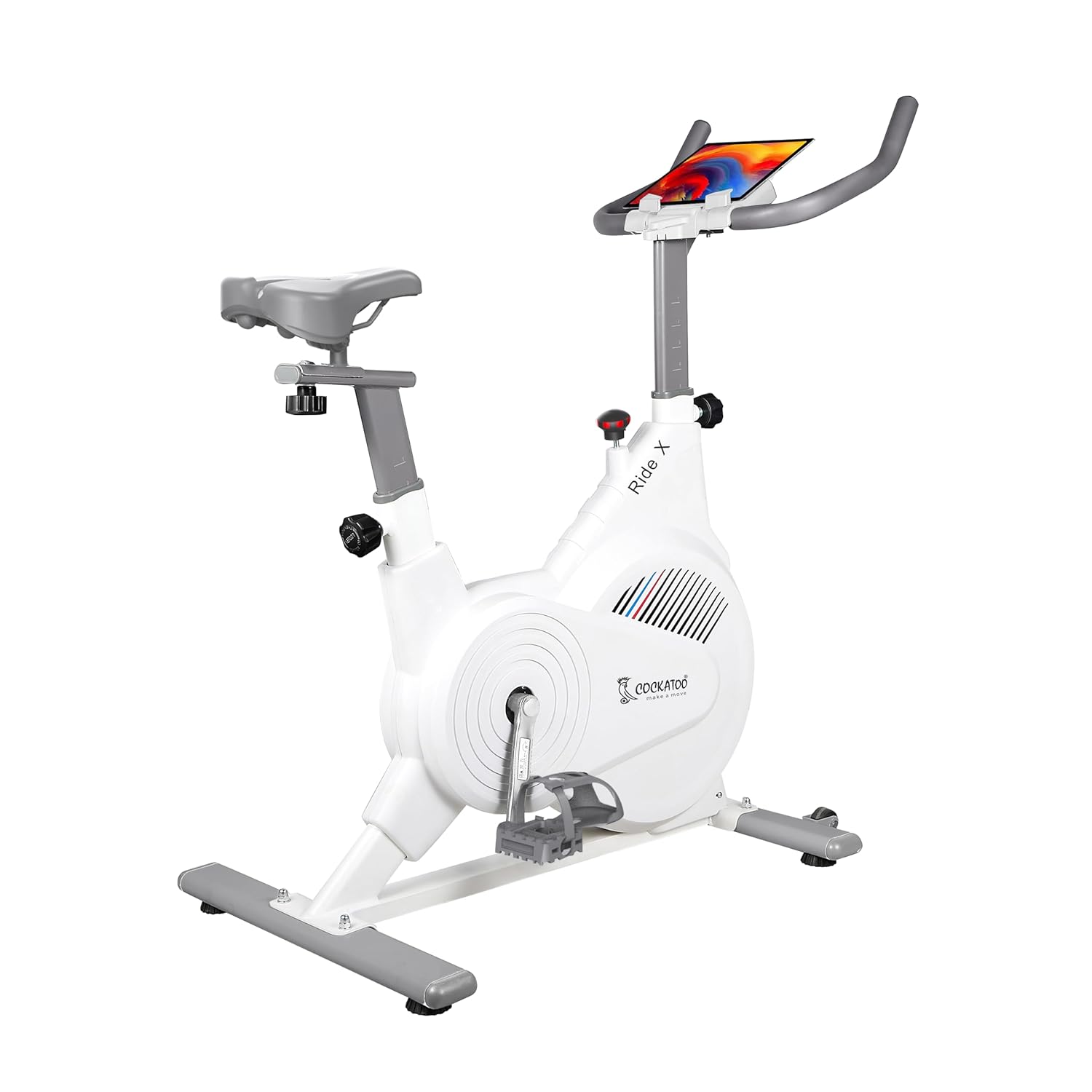 Cockatoo Ride-X 7Kg Fly Wheel Spin Bike, Exercise Cycle For Home With Adjustable Resistance & Gym Cycle For Home Workout|Max Weight Capacity: 120 kg (White)