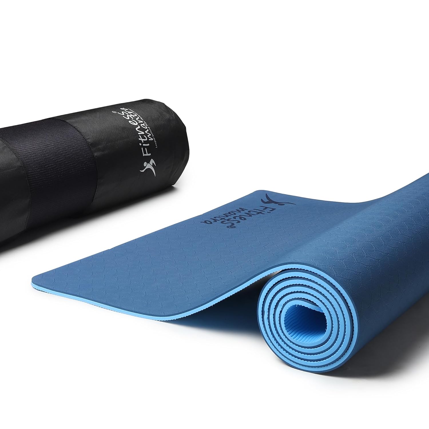 Fitness Mantra® TPE Dual Color Anti-Slip Yoga Mat with Cover Bag for Gym Workout and Yoga Exercise for Men & Women Fitness| 1 Piece| 6mm| 24"x72"| Dual Color| Premium|