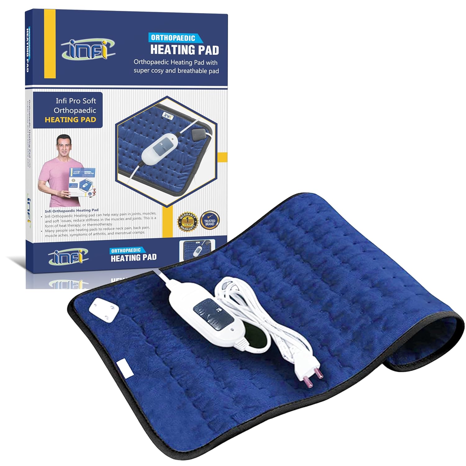 INFI Orthopaedic Electric Heating Pad | Heating Belt For Pain Relief with Temperature Controller for Lower Back, Knee, Shoulder, Cramps, and Neck Pain Relief | medium