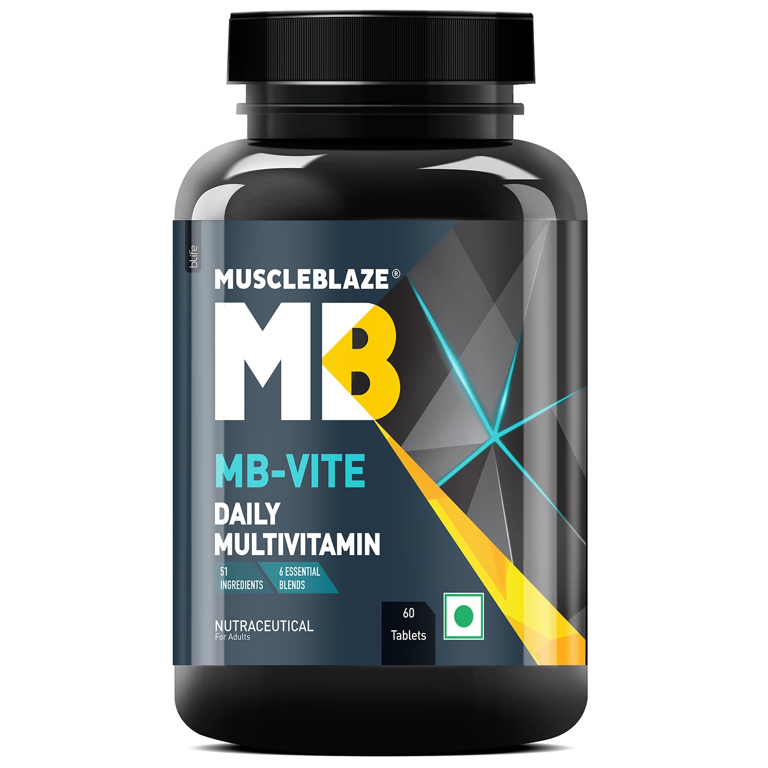 MuscleBlaze MB-Vite Daily Multivitamin (60 Tablets) | With 51 Ingredients & 6 Blends, Vitamins & Minerals, Prebiotic & Probiotics, Amino Acid Blends | For Energy, Stamina & Recovery