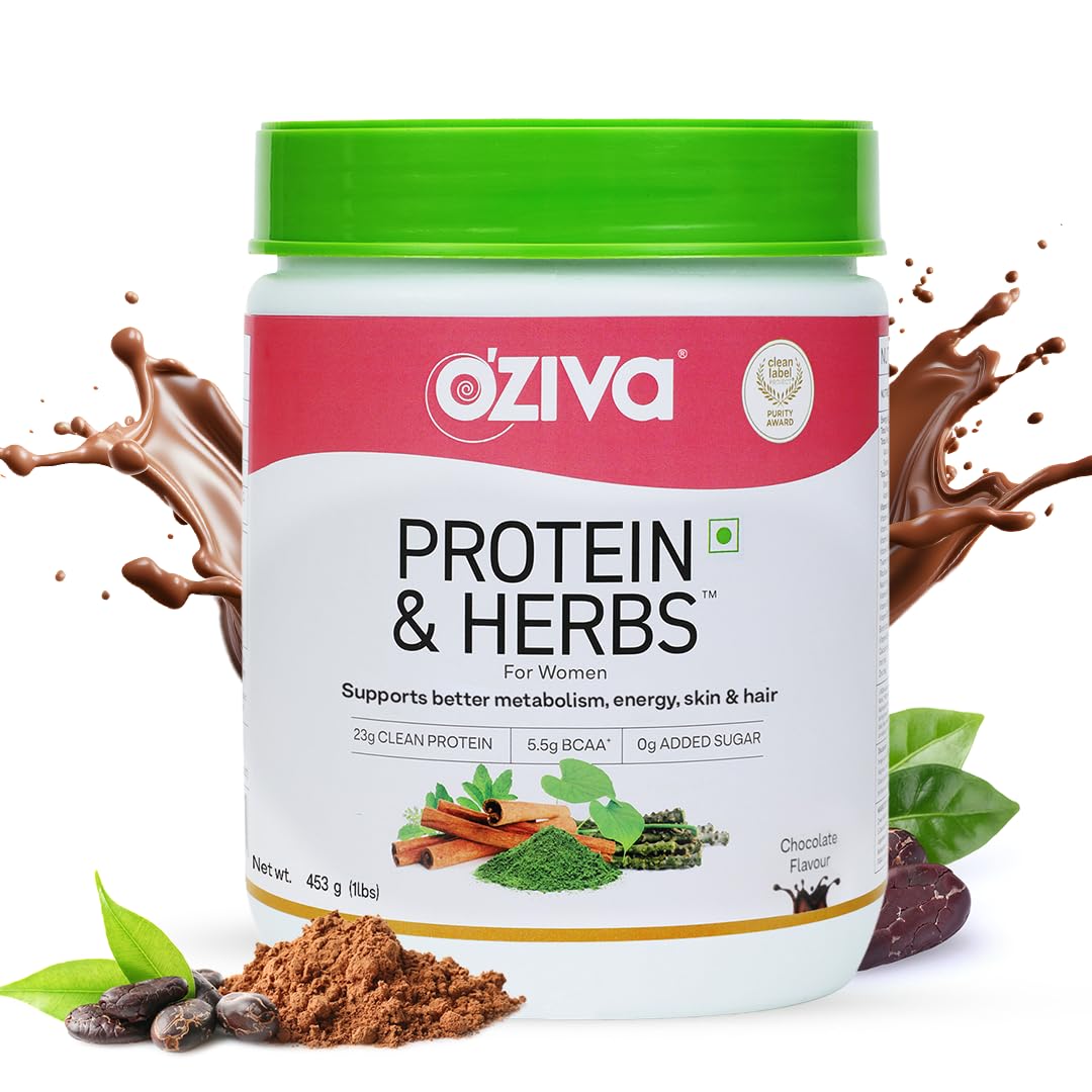 OZiva Protein & Herbs for Women, Chocolate, 16 Servings, 0g added Sugar