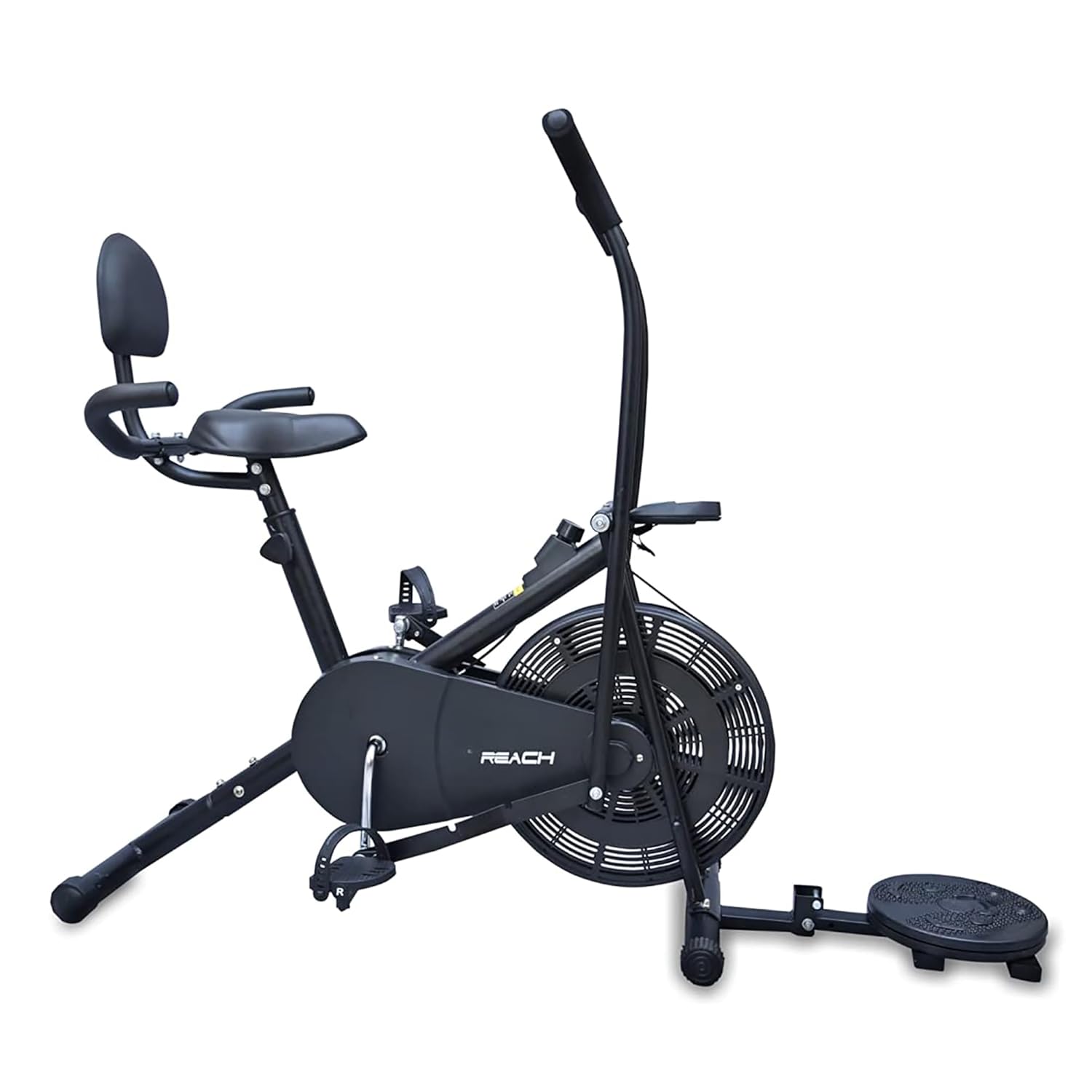 Reach AB-110 BHT Air Bike Exercise Cycle with Moving or Stationary Handle | with Back Support Seat + Side Handle + Twister | Adjustable Resistance with Cushioned Seat | Fitness Cycle for Home Gym