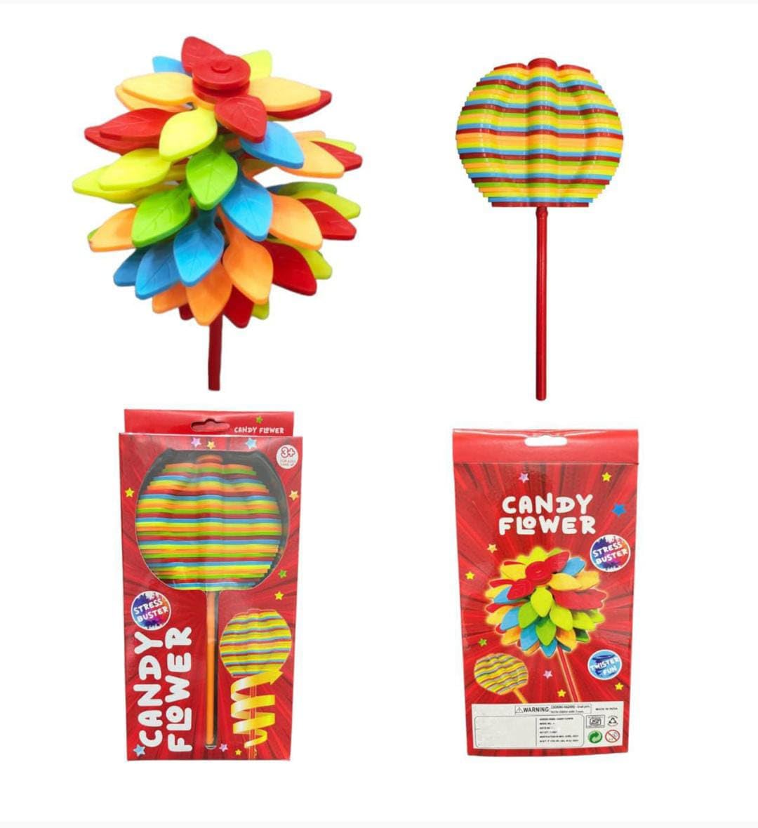 SHAKTISM Candy Flower and Candy Flume Lollipops, Spinning Lollipop Toy, Stress Relief Toy, Multicolour - 1Pc