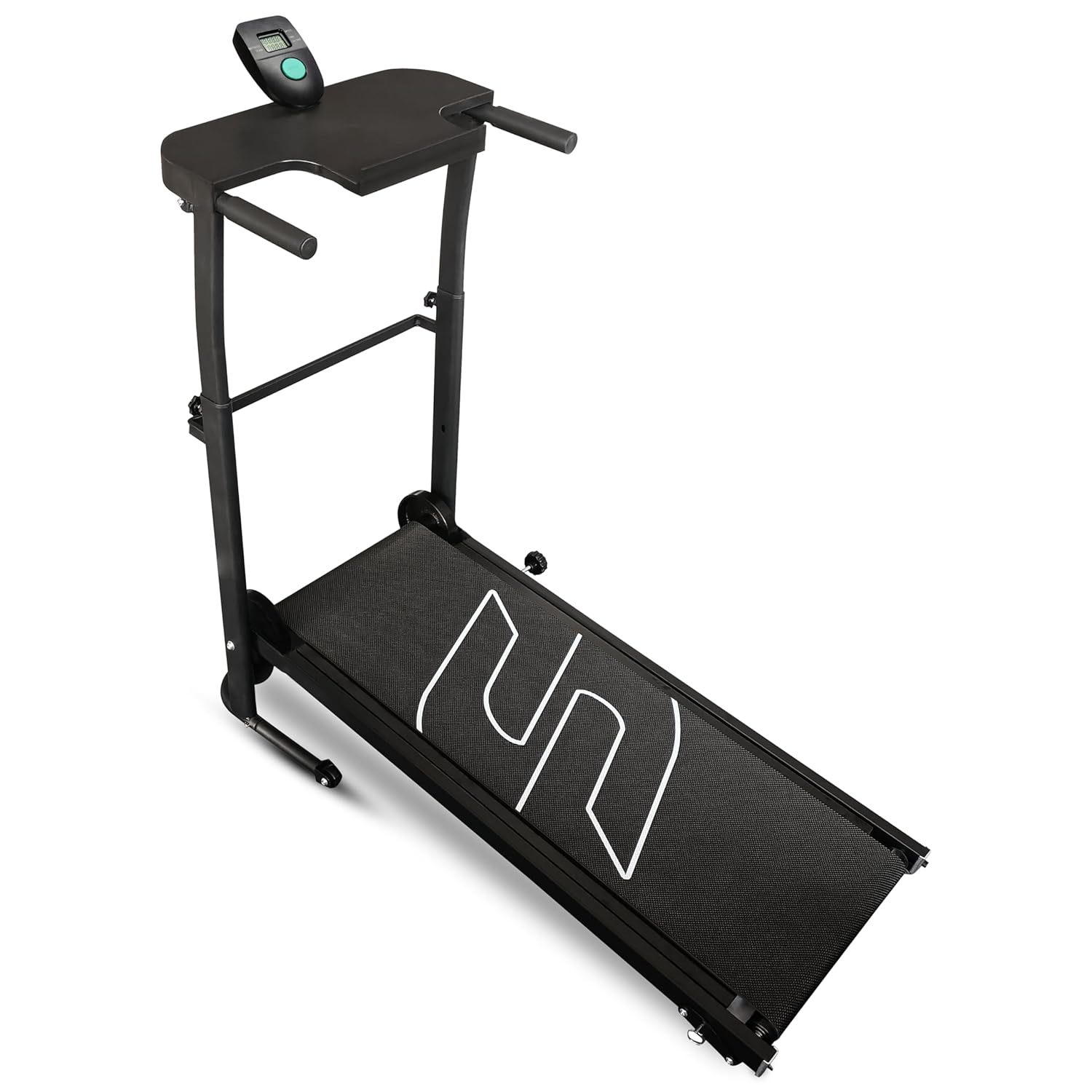 Sparnod Fitness STH-550 Manual Foldable Treadmill for Home Use, Your Pace Your Power Real-Time Tracking 5-Layer Anti-Skid Belt 100×35 cm Deck Shock Absorber Manual Incline Mobile Holder Compact Design