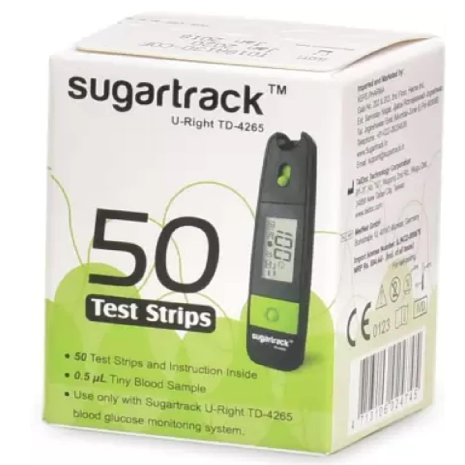 Sugartrack TD-4265 Blood Glucose Monitor meter | 50 Glucose Meter Test Strips