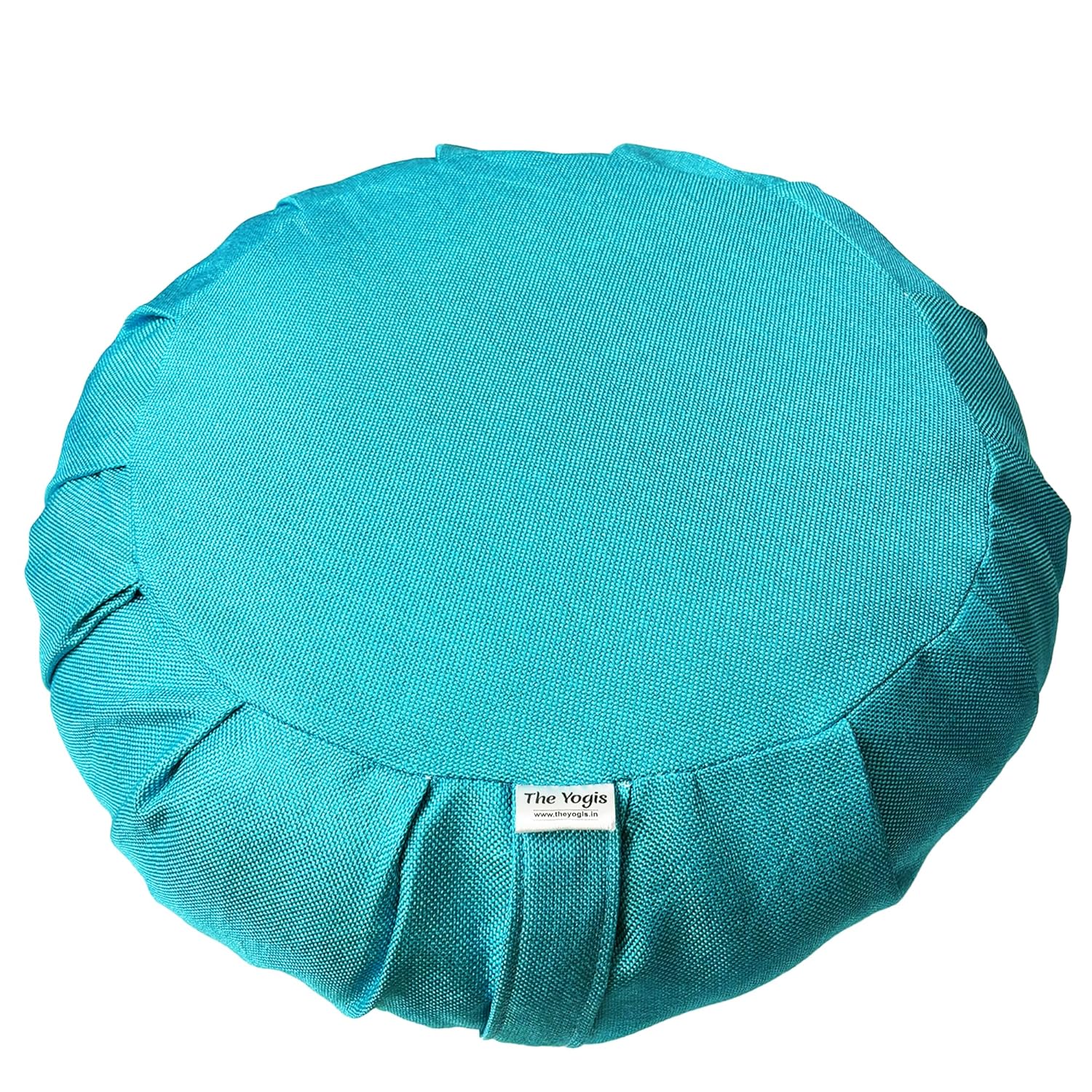 The Yogis Zafu Cushion for Yoga Posture & Meditation With Removable Outer Cotton Cover Round Pillow Aqua Blue