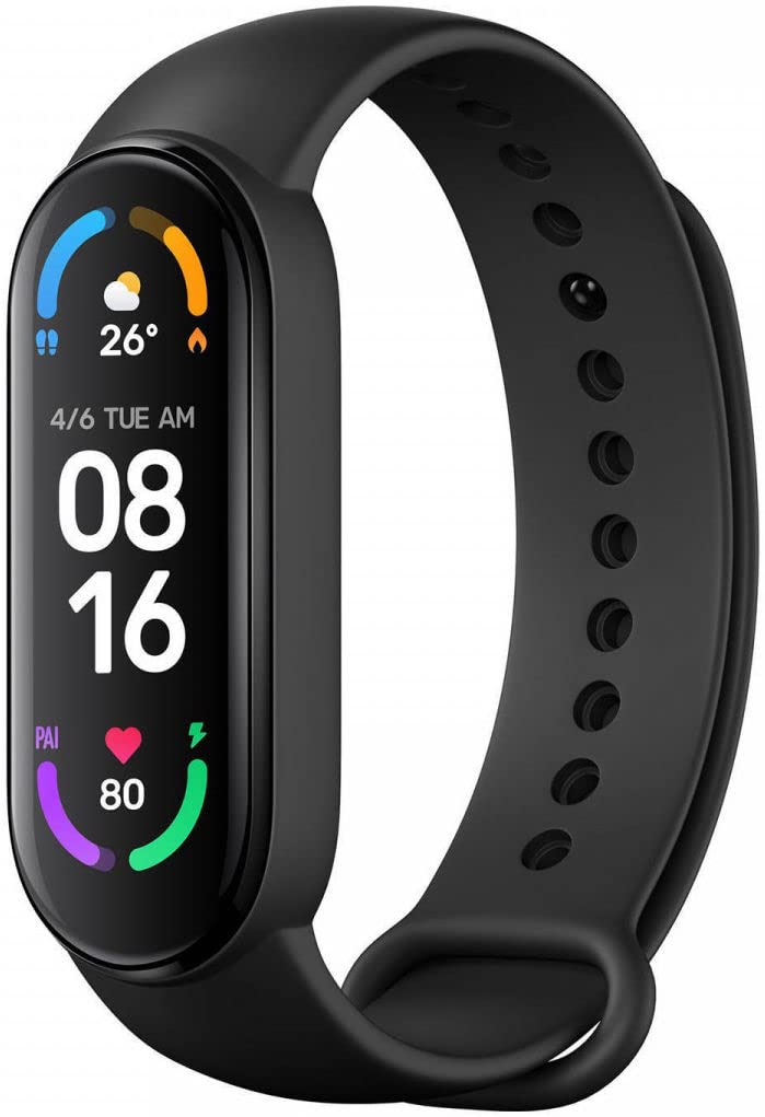 Xiaomi Mi Smart Band 6 - 1.56'' (3.96 cm) Large AMOLED Color Display, 2 Week Battery Life, 30 Fitness Mode, 5 ATM, SpO2, HR, Sleep Monitoring, Women's Health Tracking, Alarm, Music Control (Black)