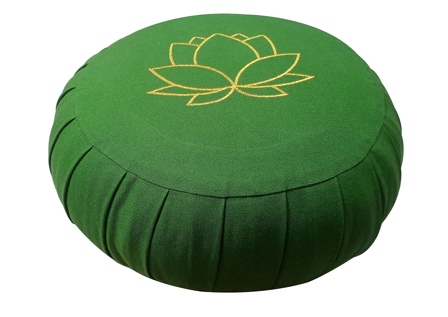 Zotayog Zafu Pillow For Meditation, With Embroidery | Cotton Filled Cushion For Meditation, Yoga, Posture Correction (Green) | (29 x 14 CM)