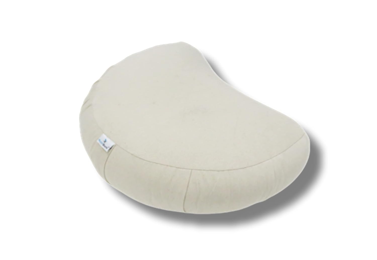 NutriBuck® Crescent Shape Zafu Meditation Yoga Cushion Filled with Buckwheat Hulls (Cream)