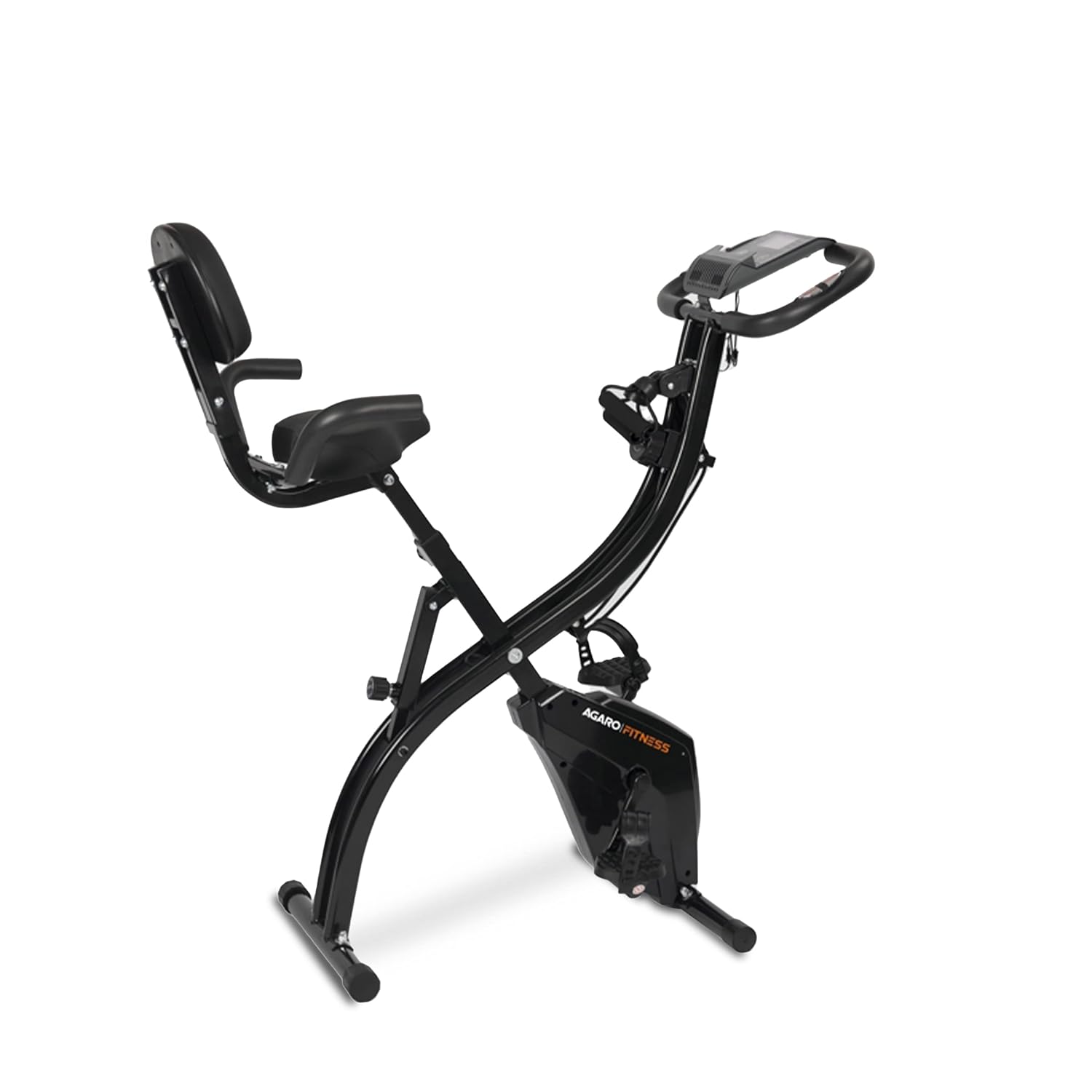 AGARO Empire Fitness Exercise Cycle, 3-in-1 Magnetic X-Bike, Indoor Recumbent Exercise Bike, Sturdy Foldable Stationary Bike with Arm Resistance Band and Backrest, 8-Level Resistance for Men, Women and Seniors.