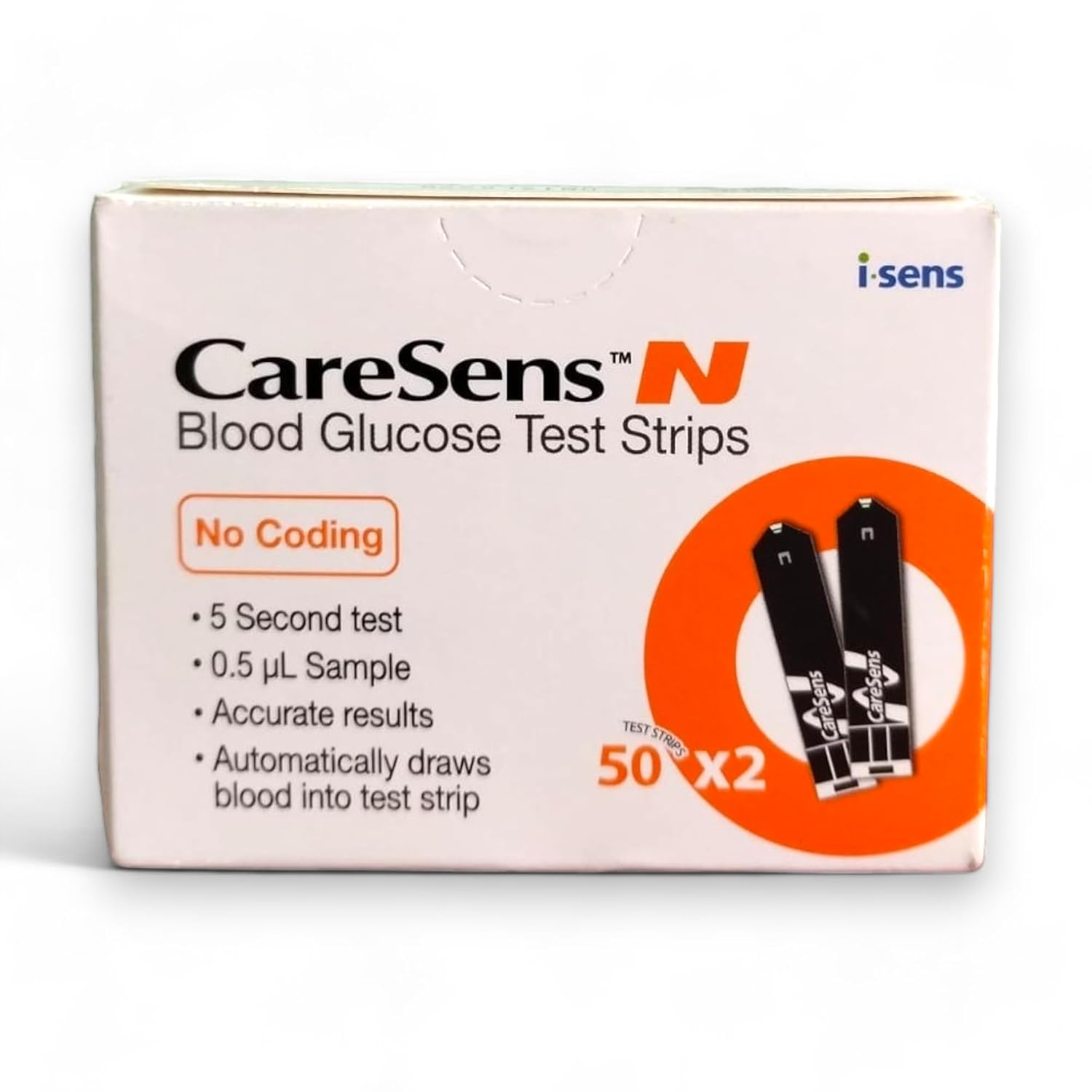 AdviCare Caresens N Blood Glucose Test Strips(50 * 2 Pack)-Accurate Blood Sugar Testing For Diabetics|Compatible With Caresens N&Caresens N Eco Meters