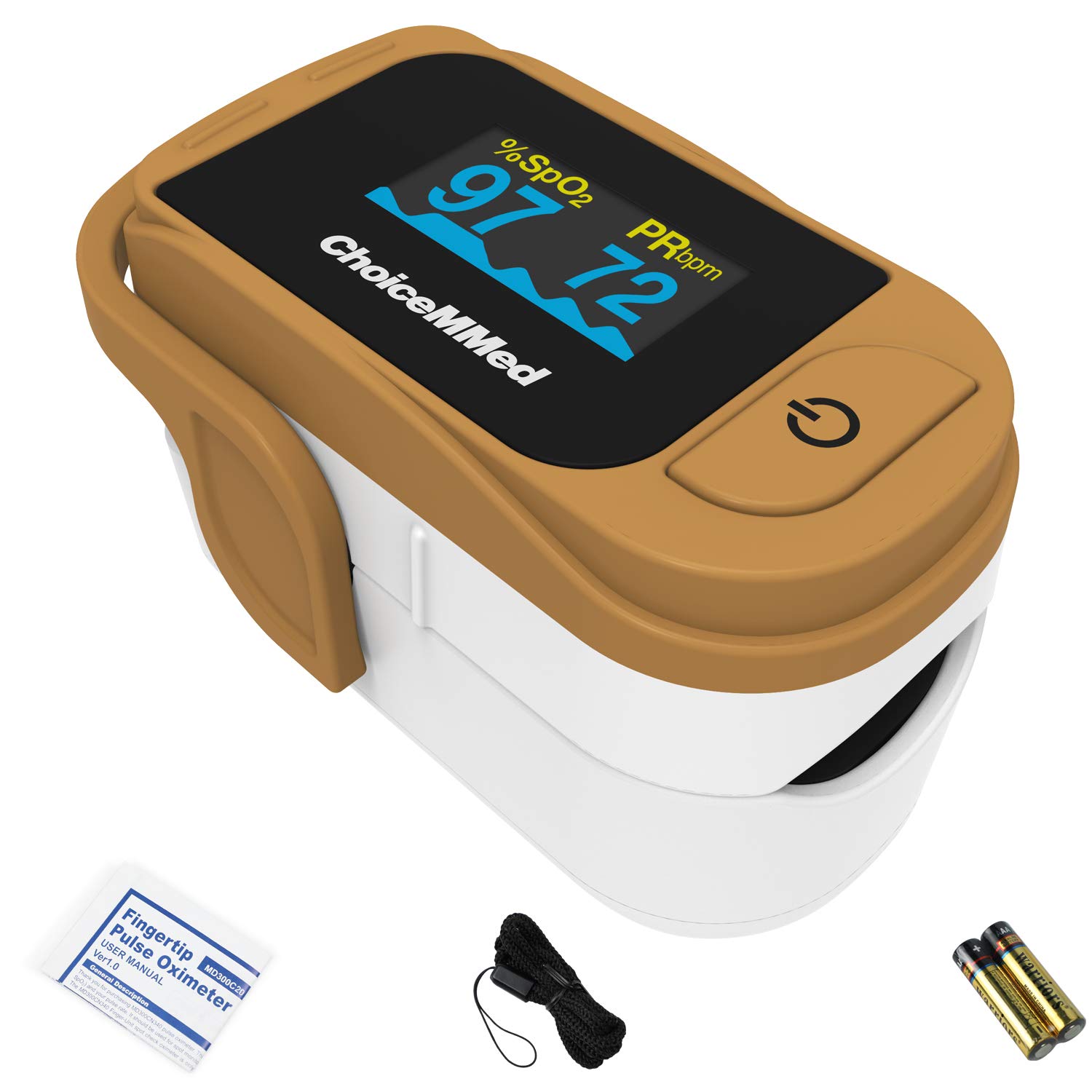 CHOICEMMED Fingertip Pulse Oximeter - MD300C2D Oxygen Monitor Fingertip - Blood Oxygen Saturation Monitor with OLED display, Pulse bar, Pulse blood Oxygen SPO2 & PR Measurement, CE, FDA Approved, Yellow/Black