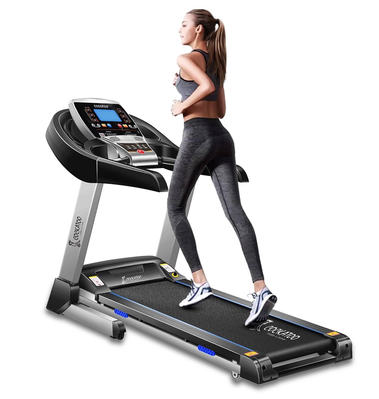 Cockatoo Smart-Run A6 6HP Peak Auto Incline DC Motorized Treadmill for Home,with Auto Incline Treadmill for Home & MP3, Bluetooth, Max Speed 16 Km/Hr, Max User Weight 130 Kg