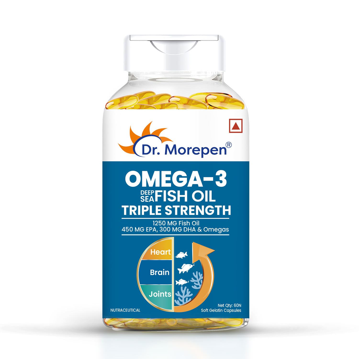 DR. MOREPEN Omega 3 | Deep Sea Fish Oil Triple Strength | 1250mg with 900mg DHA & EPA - 60 Softgels (Pack of 1)