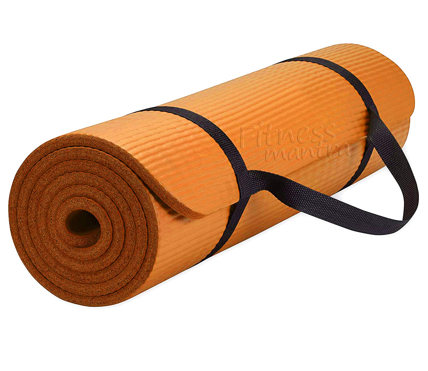 Fitness Mantra® 6mm Yoga Mat with Carrying Strap for Gym Workout and Yoga Exercise Anti-Slip Yoga Mat for Men & Women Fitness|Color Bhagwa|