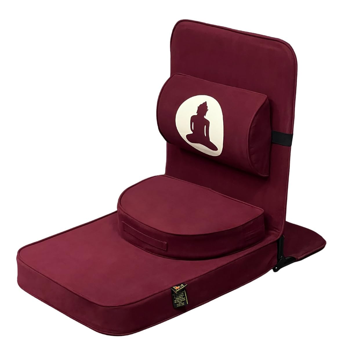 Friends of Meditation Large Relaxing Buddha Meditation Chair with Back Support Cushion (100% Cotton, Maroon, Seat Size: 21x18 inches)