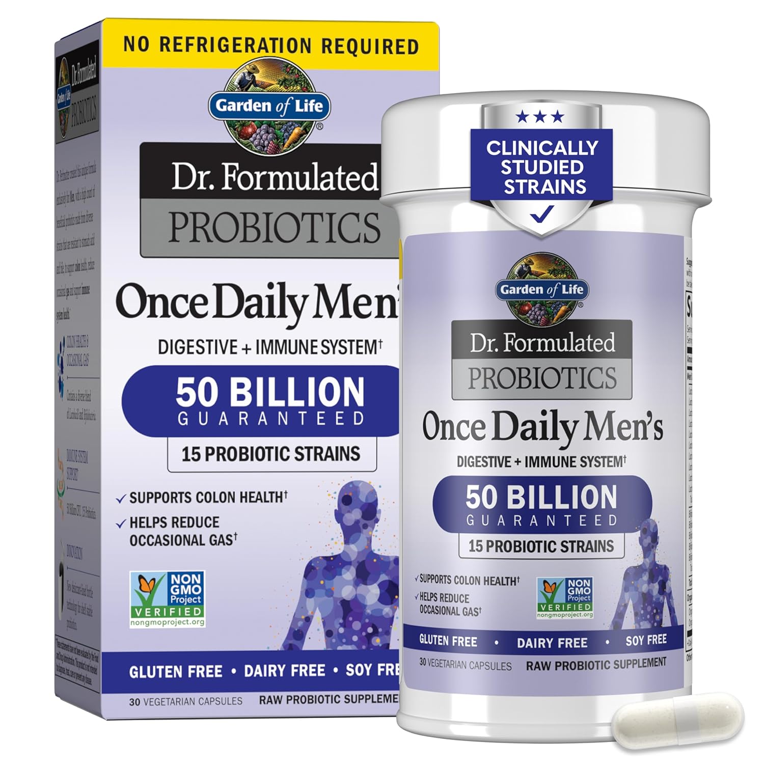 Garden of Life Probiotic Supplement for Men - Dr. Formulated Once Daily Mens for Digestive Health, Shelf Stable, 30 Capsules