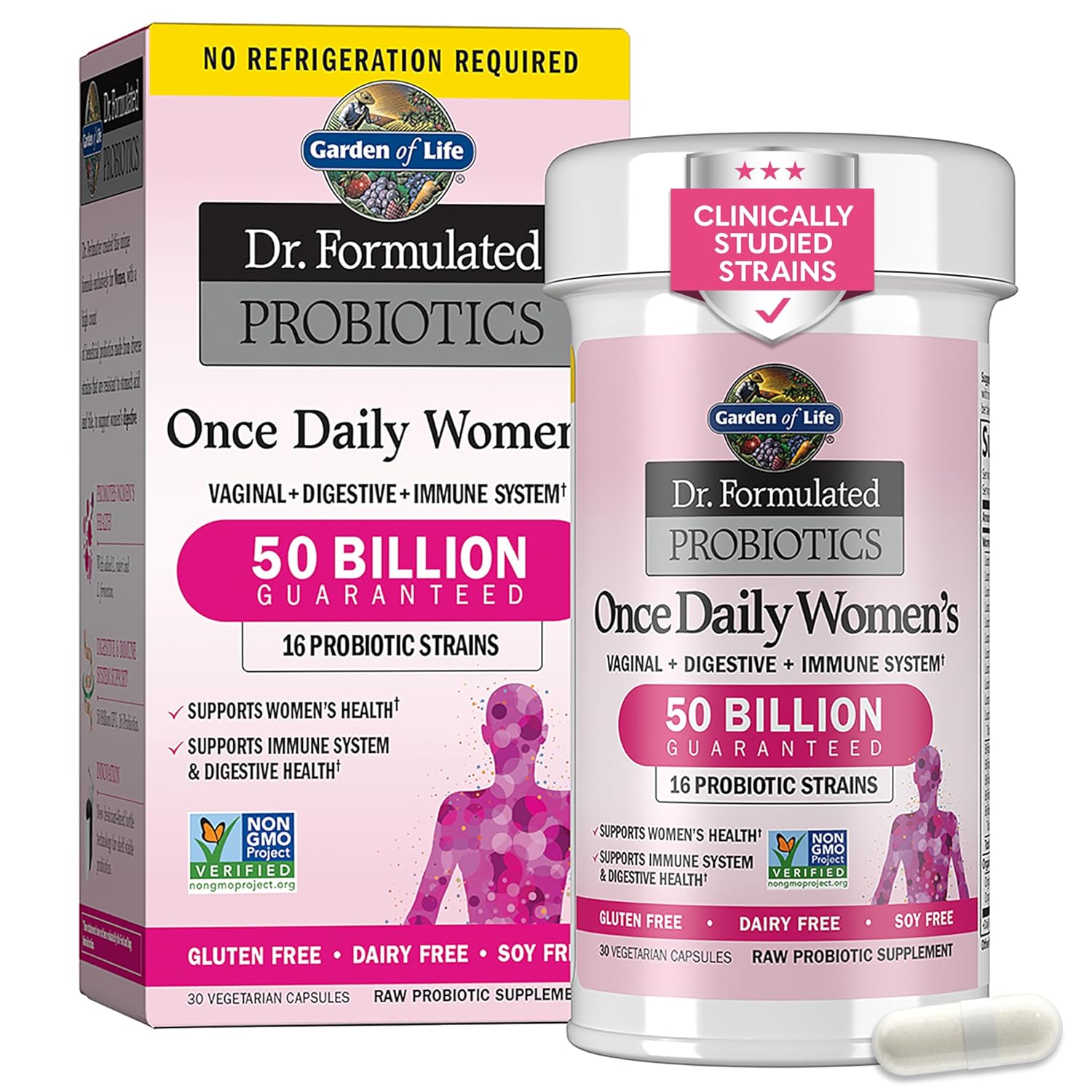 Garden of Life Probiotic Supplement for Women - Dr. Formulated Once Daily Womens for Digestive Health, Shelf Stable, 30 Count Capsules