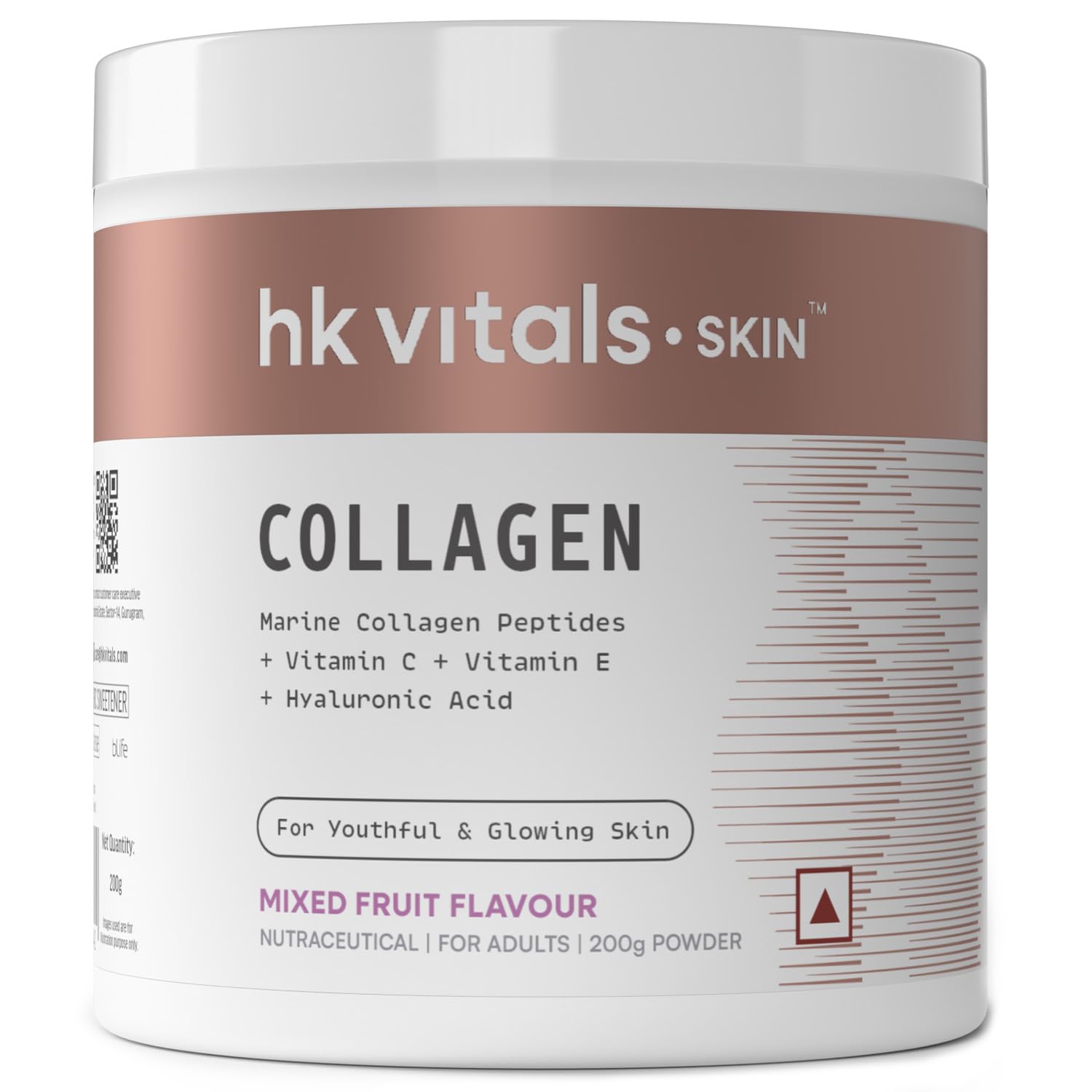 HealthKart hk vitals Skin Radiance Marine Collagen Supplement (Mixed Fruit, 200 Gram) | With Vitamin C, E, Sodium Hyaluronate | For Healthy Skin, Hair & Nails