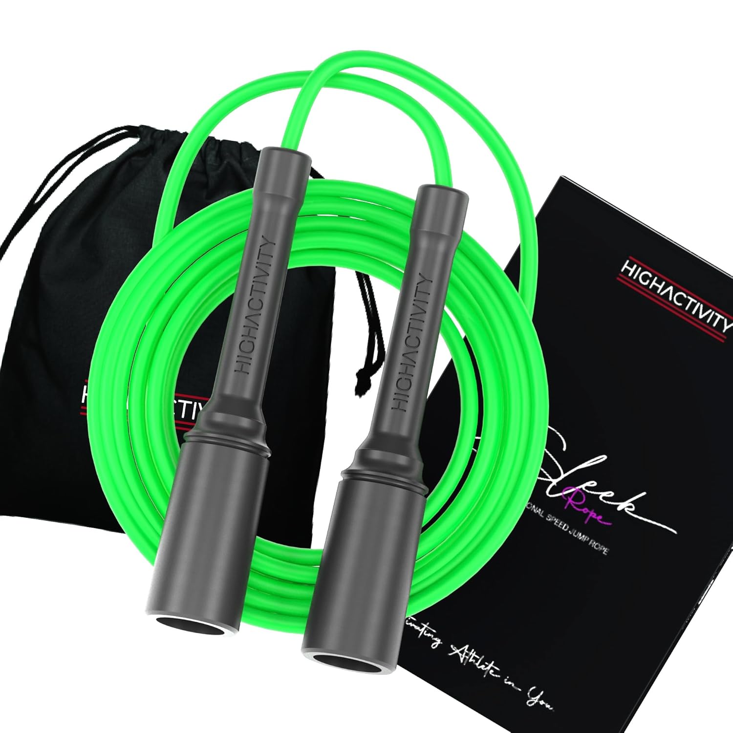 High Activity Pvc - Professional Skipping Rope For Men, Women & Kids - Premium Jump Rope For Exercise - Durable & Adjustable - Ideal For Speed Fitness Training & Cardio Workouts- 10 Feet,Green