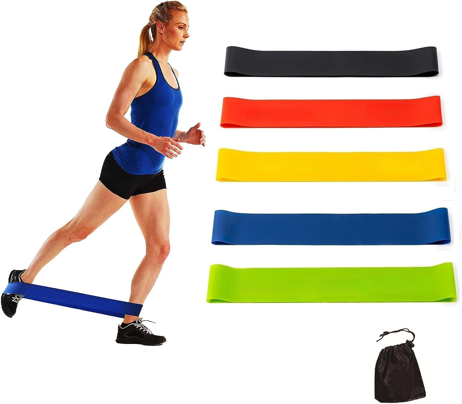 IDELLA Resistance Loop Exercise Bands for Working Out Elastic Workout Band for Women & Men Home Gym Yoga Stretching Strength Training Exercise Equipment Essentials Fitness Accessories, Set of 5