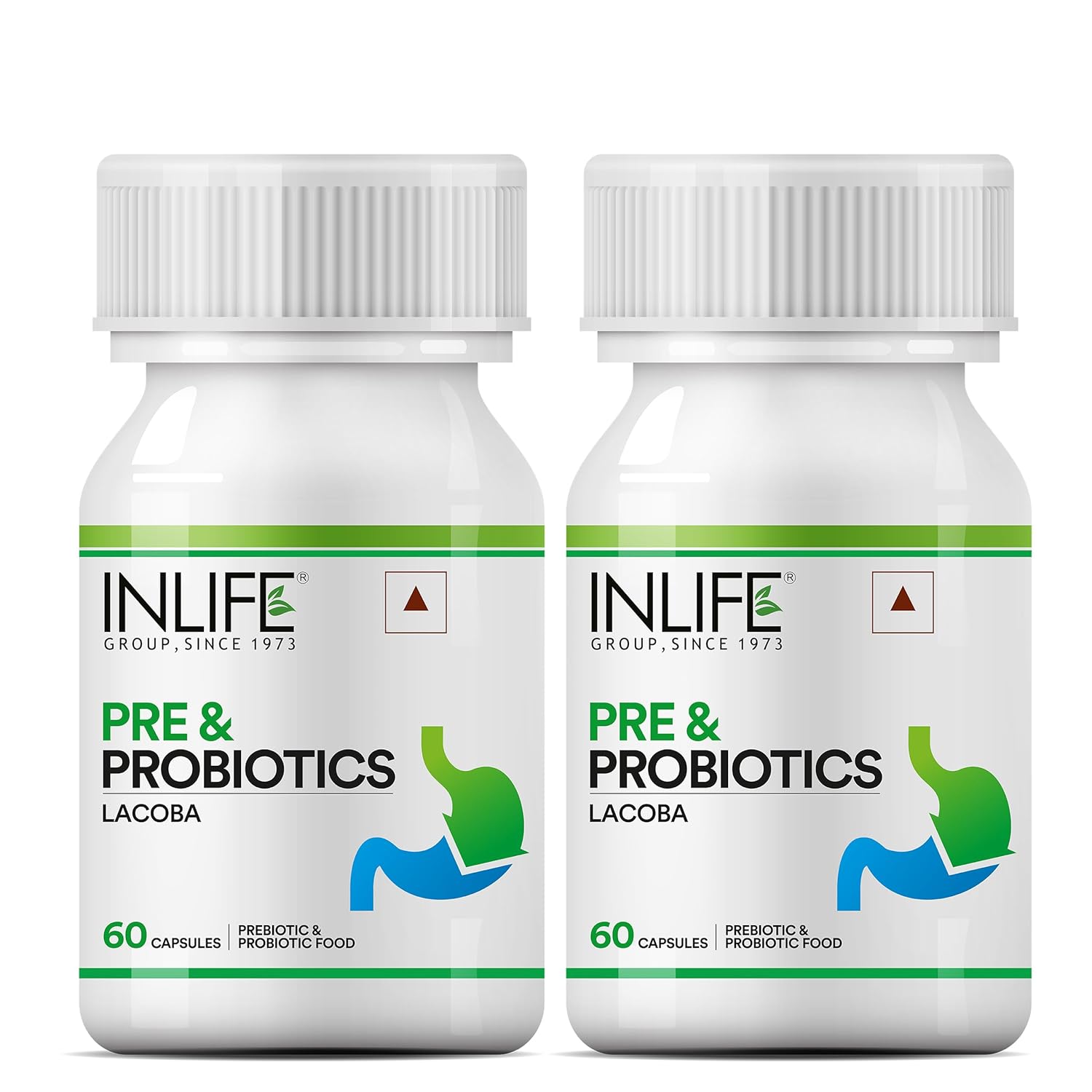 INLIFE Prebiotic and Probiotic Supplement for Gut Health | Lactobacillus Bacteria for Digestive Health Immunity Booster | Probiotics for Women Men - 60 Capsules (Pack of 2, 120)