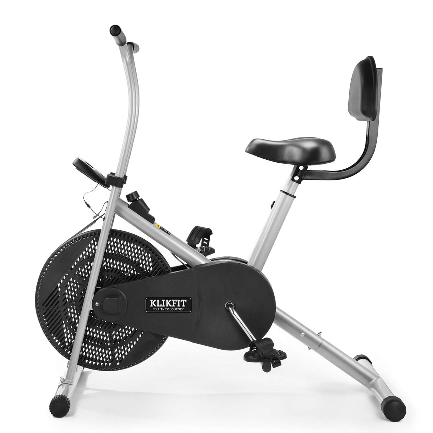 Klikfit Air Bike Exercise Cycle Indoor Stationary for Home Gym Cardio Full Body Weight Loss Workout | Adjustable Seat With Back Support (2F)- Free Installation Support Through video or video call