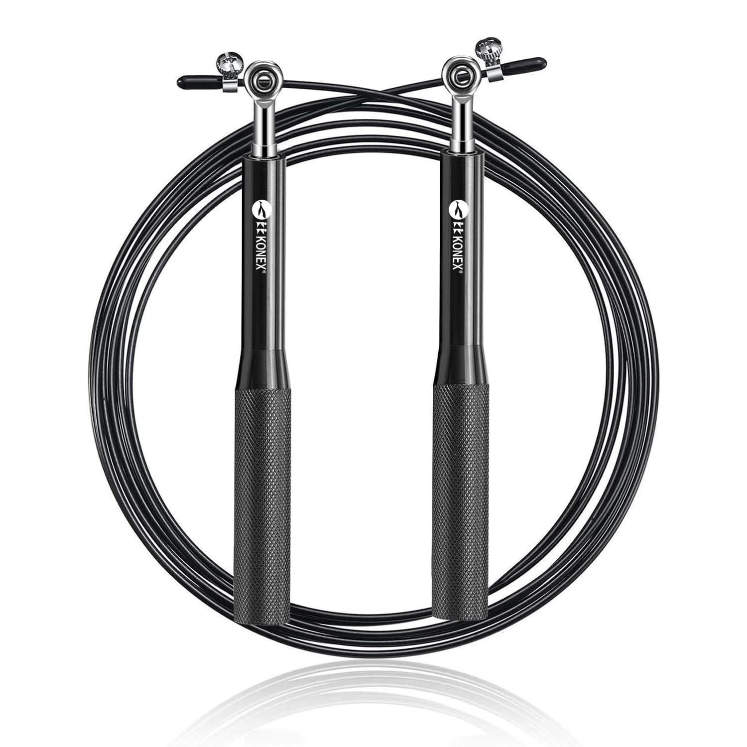 Konex Adjustable Steel Wire with Durable PVC Material Skipping Rope for Men & Women | Jumping Rope for Fitness, Home & Gym Workouts (Black)