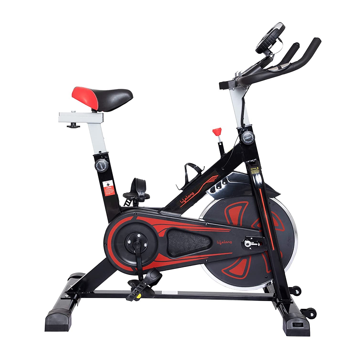 Lifelong LLF89 Fit Pro Spin Fitness Bike with 8Kg Flywheel, Adjustable Resistance, LCD Monitor and Heart Rate Sensor for Fitness at Home; Home Workouts (1 Year Warranty)