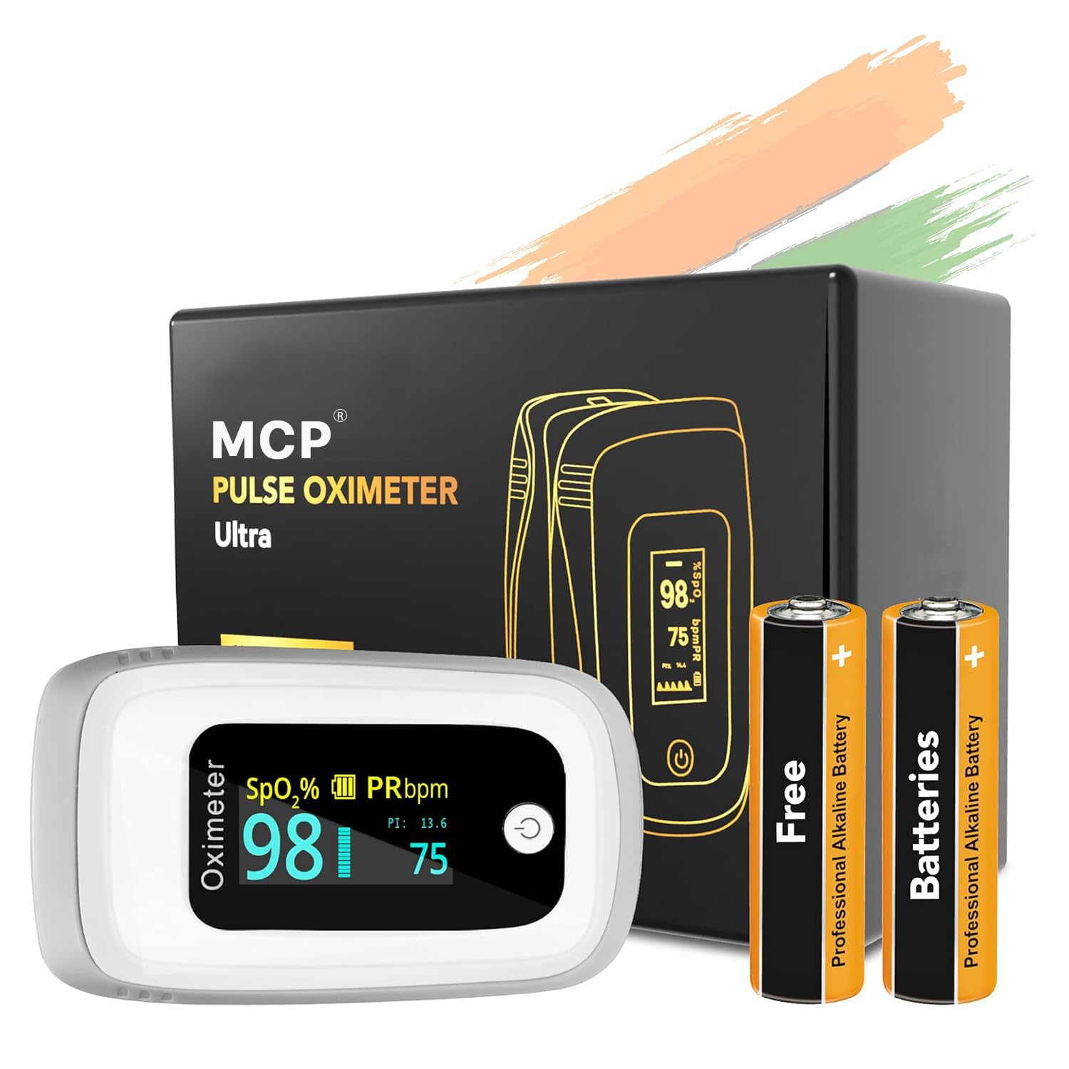 MCP BM2000A OLED Pulse Oximeter with Oxygen Saturation Monitor, Heart Rate, PI and Low Oxygen Alarm Function