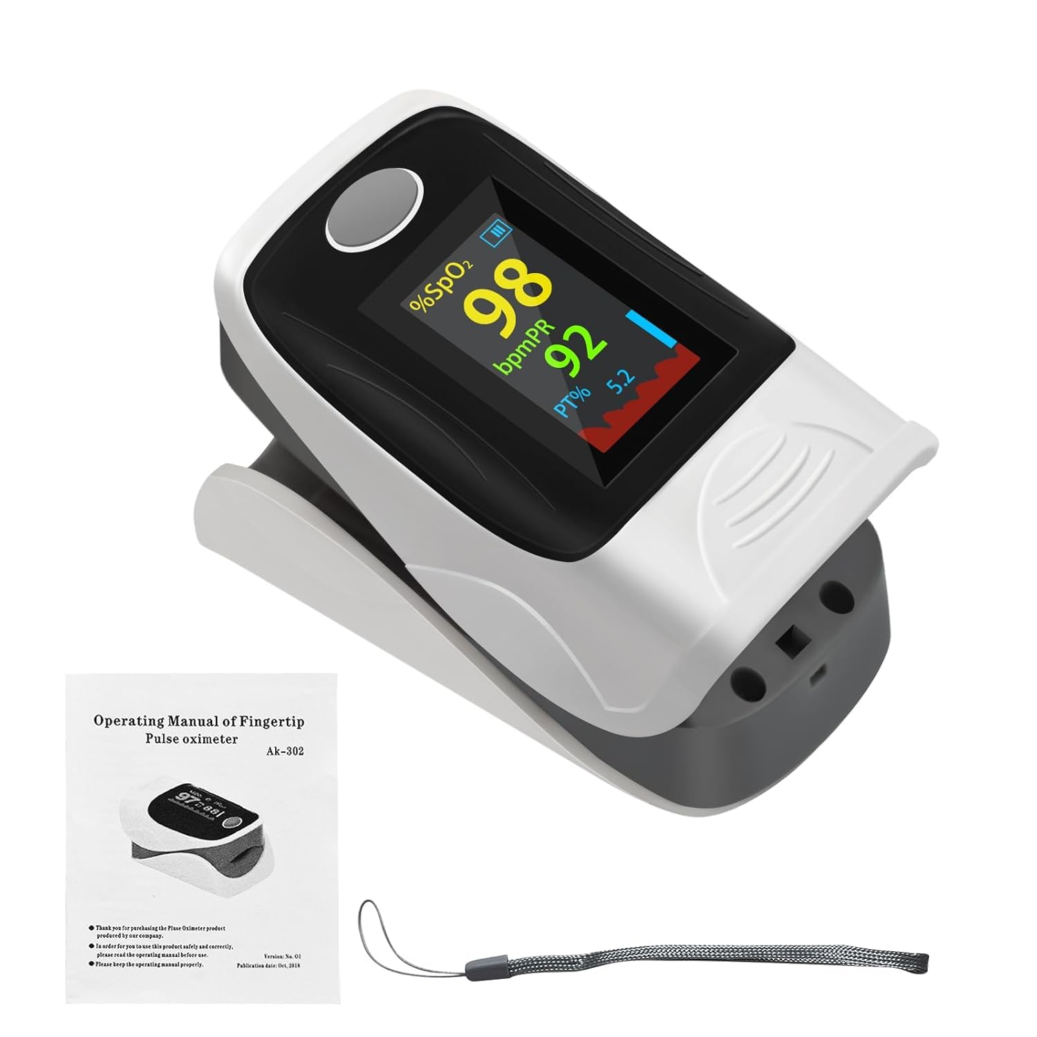 MCP C101A3 Finger Pulse Oximeter Blood Oxygen Saturation meter & Heart Rate Monitor, FDA, CE Oxymeter Finger and Pulse O2 Monitor Oximeter