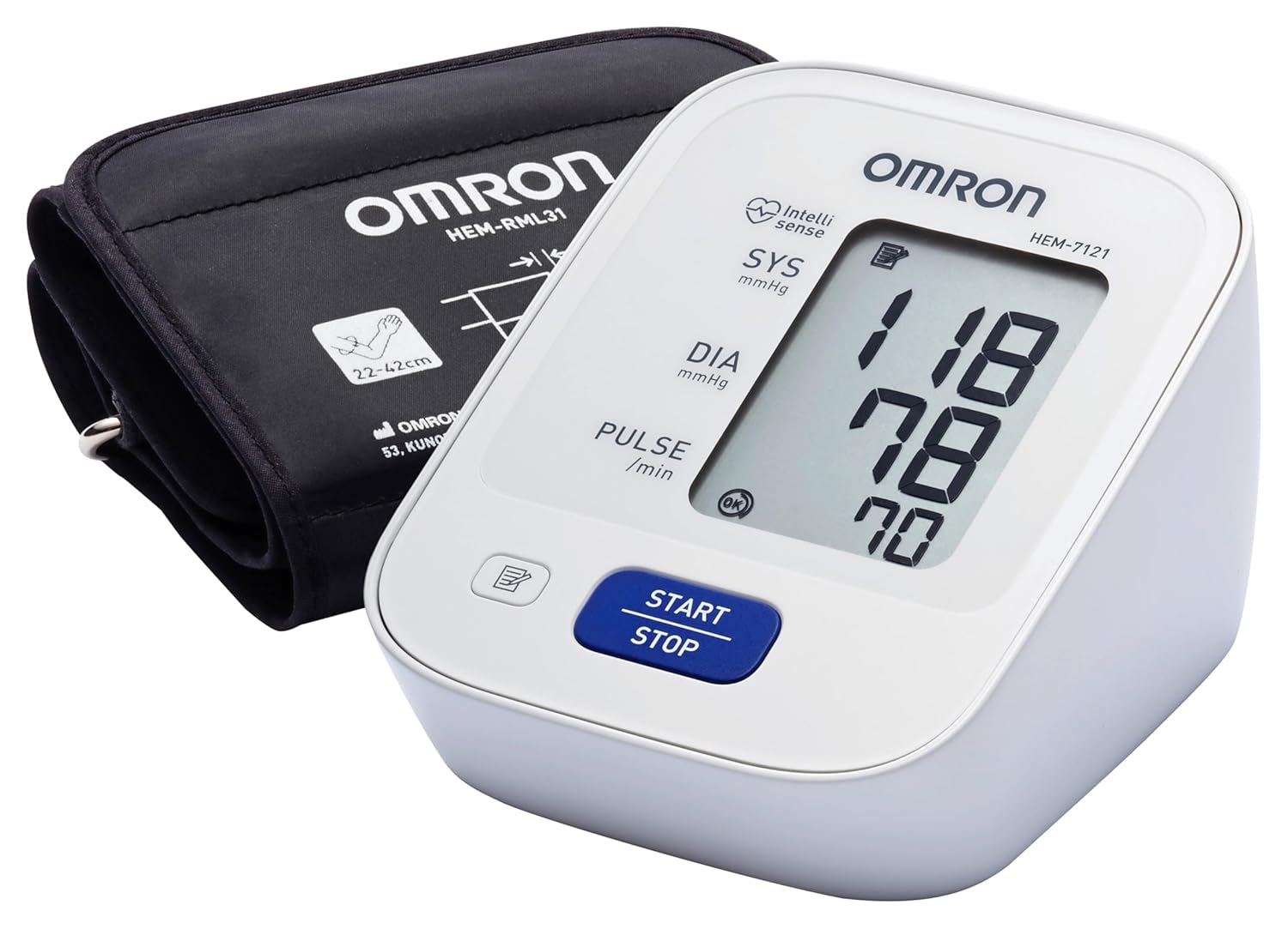 Omron HEM 7142T1 Digital Bluetooth Blood Pressure Monitor with Cuff Wrapping Guide & Intellisense Technology For Most Accurate Measurement