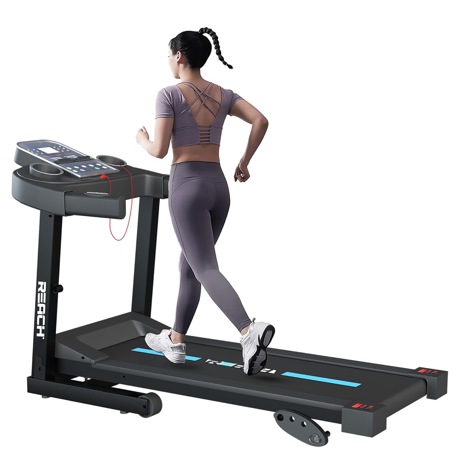 Reach T400 4HP Peak Multipurpose Automatic Foldable Treadmill with Manual Incline & LCD Display | Treadmill for Home 120 Kg | Electric Motorized Running Machine for Home Gym | Max Speed 12km/hr