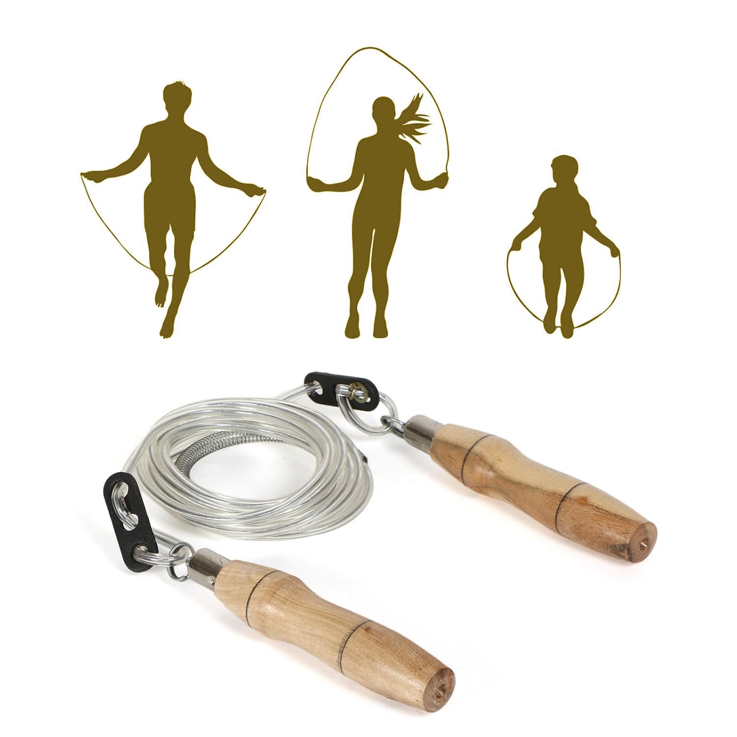 SHAPEWELL Wooden Handle Skipping Rope with Steel Wire Fitness, Workout, Weight Loss Skipping Rope