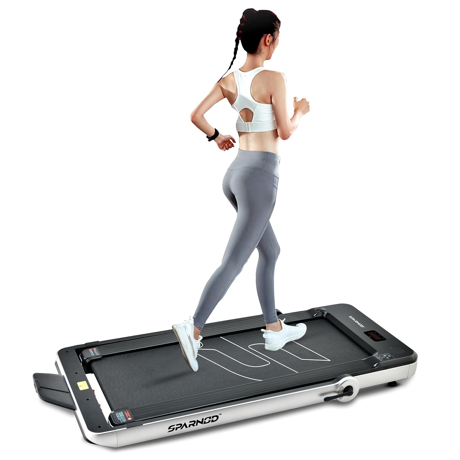 Sparnod Fitness STH-3040 Ultra Slim 2-in-1 Foldable Home Use Treadmill Under Desk Walking Pad fits Under Bed/Sofa. No Installation Required, 4 HP Peak Motor, 110kg User Weight