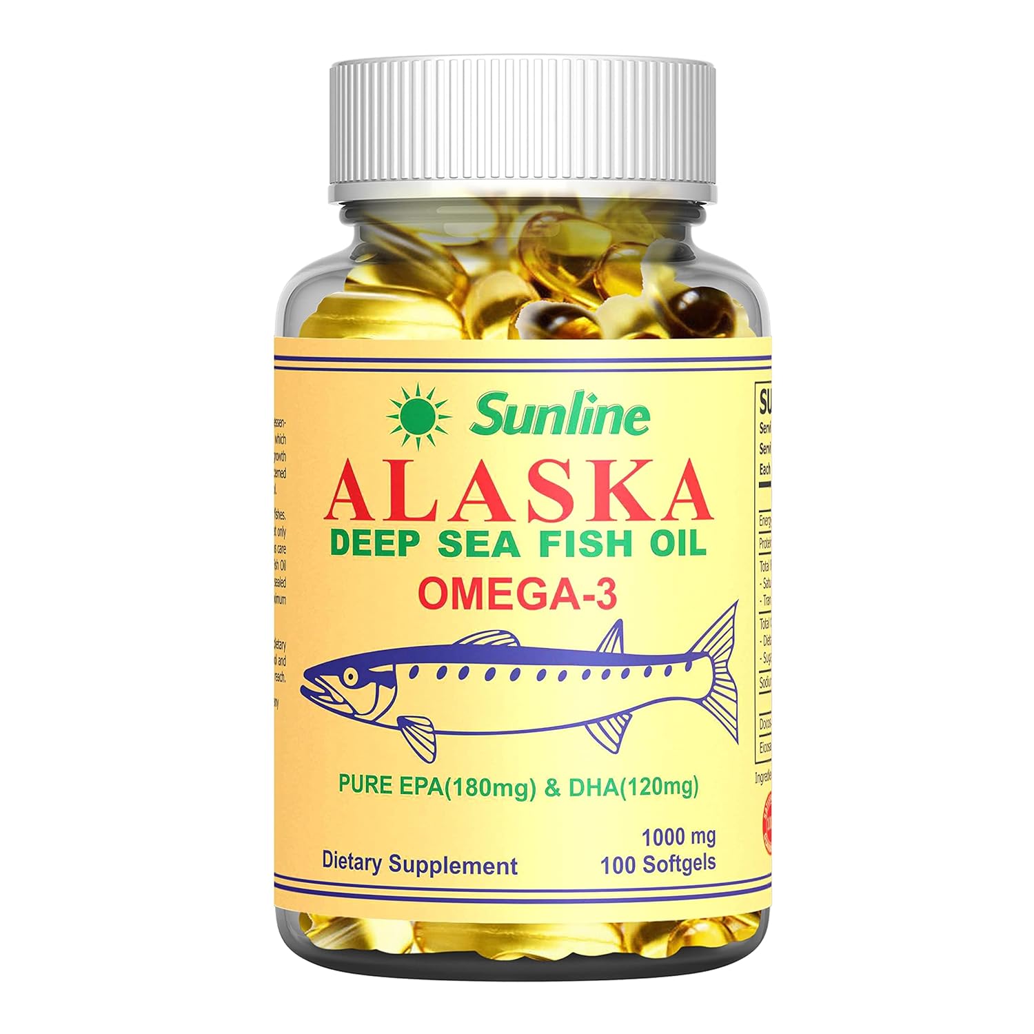 Sunline Alaska Omega-3 | Deep Sea Fish Oil | 1000Mg,100 Softgels