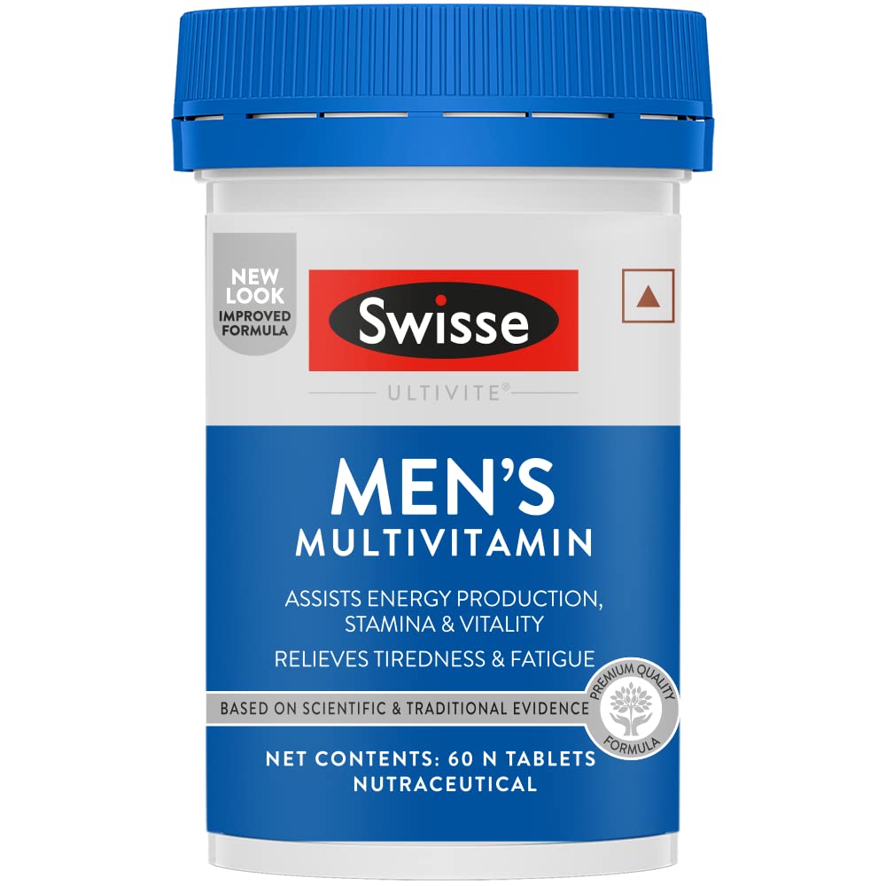 Swisse Men's Multivitamin - Manufactured In Australia, Imported Multivitamin From Australia's No.1 Multivitamin Brand - Boosts Energy, Stamina & Vitality With Ginseng & 35 Other Vital Herbs, Vitamins & Minerals (60 Tabs)