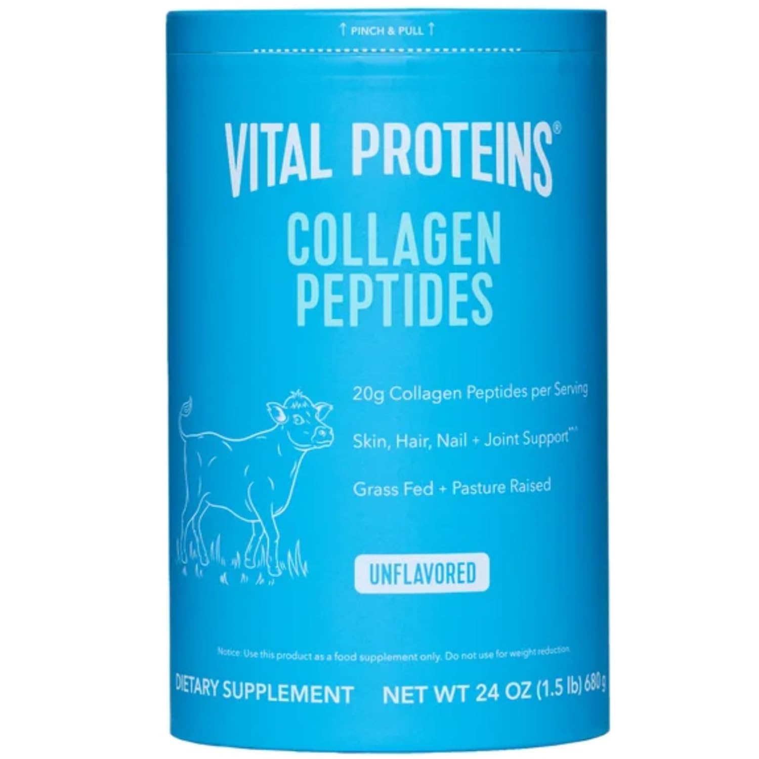 Vital Proteins Collagen Peptides Unflavored Powder Dietary Supplement, Pack of 680g