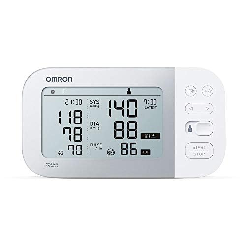 Omron HEM 7361T Bluetooth Digital Blood Pressure Monitor with AFib Indicator and 360° Accuracy Intelliwrap Cuff for Most Accurate Measurements (White)